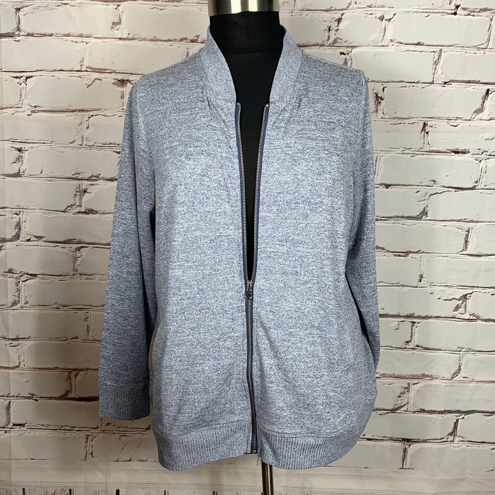 L/S marked yarn zip front casual jacket sz 18/20